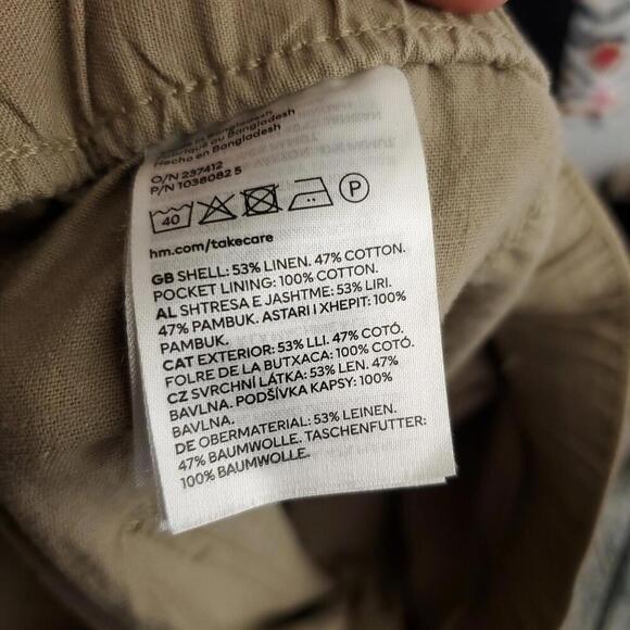 HM Pants Womens Large Relaxed Fit Ankle Tan Pull On Drawstring Waist Coastal - Picture 10 of 11